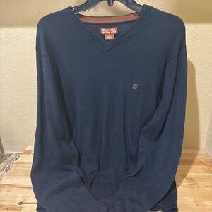 Michael Kors Men's Blue V-Neck Long Sleeve Sweater Size L